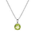 Collier en argent rhodi&eacute; cha&icirc;ne avec pendentif pierre v&eacute;ritable Peridot 6,5mm 42+3cm