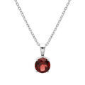 Collier en argent rhodi&eacute; cha&icirc;ne avec pendentif pierre v&eacute;ritable Grenat 6,5mm 42+3cm Artemare
