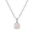 Collier en argent rhodi&eacute; cha&icirc;ne avec pendentif pierre v&eacute;ritable Quartz rose 6,5mm 42+3cm Artemare