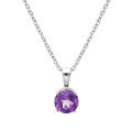 Collier en argent rhodi&eacute; cha&icirc;ne avec pendentif pierre v&eacute;ritable Amethyste 6,5mm 42+3cm