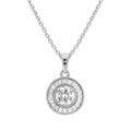 Collier en argent rhodi&eacute; cha&icirc;ne avec pendentif rond oxydes blancs sertis 40+5cm Artemare