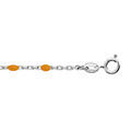 Chaine sur Artemare : Cha&icirc;ne de cheville en argent rhodi&eacute; avec perles orange fluo 23+3cm