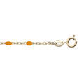 Chaine sur Artemare : Cha&icirc;ne de cheville en argent et dorure jaune avec perles orange fluo 23+3cm