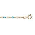 Cha&icirc;ne de cheville en argent et dorure jaune perles bleu transparent 23+3cm