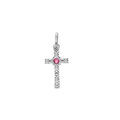 Pendentifs sur Artemare : Pendentif en argent rhodi&eacute; croix diamant&eacute;e &eacute;toile oxyde rose