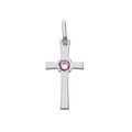 Pendentifs sur Artemare : Pendentif en argent rhodi&eacute; croix oxyde rose