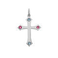 Pendentifs sur Artemare : Pendentif en argent rhodi&eacute; croix 4 oxydes rose et bleu ciel