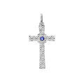 Pendentif en argent rhodi&eacute; croix diamant&eacute; &eacute;toile oxyde bleu Artemare
