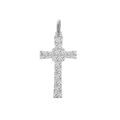 Pendentif en argent rhodi&eacute; croix longue avec motifs diamant&eacute;s en &eacute;toile Artemare