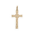 Pendentif en argent et dorure jaune croix longue avec motifs diamant&eacute;s en &eacute;toile