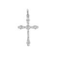 Pendentif en argent rhodi&eacute; croix fine avec motif diamant&eacute; &eacute;toile