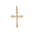 Pendentif en argent et dorure jaune croix fine avec motif diamant&eacute; &eacute;toile Artemare