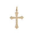 Pendentif en argent et dorure jaune croix large motifs diamant&eacute;s en &eacute;toile