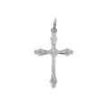 Pendentifs sur Artemare : Pendentif en argent rhodi&eacute; croix motifs rainur&eacute;s et extr&eacute;mit&eacute;s arrondies