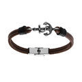 Bracelet en cuir marron avec ancre acier 21cm fermoir acier Artemare