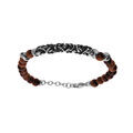 Bracelet en acier boules Oeil de tigre v&eacute;ritable rouge et maille royale 19+2cm Artemare