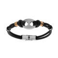 Bracelet en acier et caoutchouc motif grain de caf&eacute; r&eacute;glable 20cm Artemare
