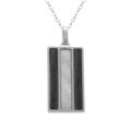 Collier en acier cha&icirc;ne avec pendentif rectangulaire motif croisillons et PVD noir 50+5cm Artemare