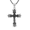 Collier en acier cha&icirc;ne avec pendentif croix patin&eacute; oxyde noir serti 55+10cm Artemare