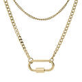 Colliers sur Artemare : Collier en acier et PVD jaune double rang avec mousqueton viss&eacute; 39+5cm