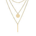 Colliers sur Artemare : Collier en acier et PVD jaune 3 rangs avec pastille et plaque verticale 36+5cm