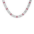 Collier en acier avec oxydes blancs et roses sertis double fermoir 44cm r&eacute;glable 40cm Artemare