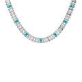 Colliers sur Artemare : Collier en acier avec oxydes blancs et Topaze bleu sertis double fermoir 44cm r&eacute;glable 40cm