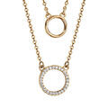 Collier en vermeil double cha&icirc;ne 2 cercles dont 1 avec oxydes blancs sertis 42+3cm