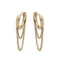 Cr&eacute;oles en plaqu&eacute; or 12mm double cha&icirc;nette pendante