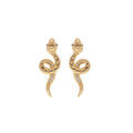 Boucles d'oreille en plaqu&eacute; or serpent enroul&eacute; avec oxydes blancs sertis et fermoir poussette