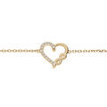 Bracelet en plaqu&eacute; or cha&icirc;ne avec coeur et infini oxydes blancs sertis 16+2cm