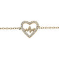 Bracelet en plaqu&eacute; or cha&icirc;ne avec coeur et courbe oxydes blancs sertis 16+2cm