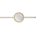 Bracelet en plaqu&eacute; or cha&icirc;ne avec rond de Nacre blanche v&eacute;ritable 10mm 16+2cm Artemare