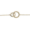 Bracelet en plaqu&eacute; or cha&icirc;ne avec double anneaux entremel&eacute;s lisse et torsade 16+3cm