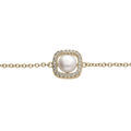 Bracelet en plaqu&eacute; or cha&icirc;ne avec carr&eacute; oxydes blancs avec Perle de culture d'eau douce blanche 16+3cm Artemare