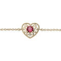 Bracelet en plaqu&eacute; or cha&icirc;ne avec coeur ajour&eacute;e oxyde fushia 16+2cm Artemare