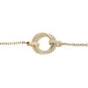 Bracelet en plaqu&eacute; or cha&icirc;ne avec double cercle lisse et scintillant oxydes blancs sertis 16+2cm