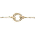 Bracelet en plaqu&eacute; or cha&icirc;ne avec double cercle lisse et scintillant oxydes blancs sertis 16+2cm