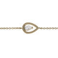 Bracelet en plaqu&eacute; or cha&icirc;ne avec goutte ajour&eacute;e oxyde blanc serti 16+2cm