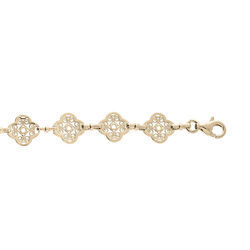 Bracelet en plaqu&eacute; or maille en filigrane fleur 16+3cm