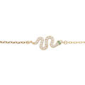 Bracelet en plaqu&eacute; or cha&icirc;ne avec serpent oxydes blancs et verts sertis 16,5+2,5cm