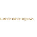 Bracelet en plaqu&eacute; or oxydes blancs sertis et motifs navettes filigranes 16+3cm