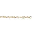 Bracelet en plaqu&eacute; or oxydes blancs sertis et motifs volutes filigranes 16+3cm Artemare