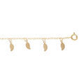 Bracelet en plaqu&eacute; or cha&icirc;ne avec pampilles feuilles 16+3cm