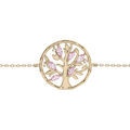 Bracelets sur Artemare : Bracelet en plaqu&eacute; or cha&icirc;ne avec arbre de vie oxydes roses 16+3cm