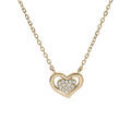 Collier en plaqu&eacute; or cha&icirc;ne avec pendentif coeur oxydes blancs sertis 40+3cm Artemare