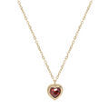 Colliers sur Artemare : Collier en plaqu&eacute; or cha&icirc;ne avec pendentif coeur oxyde Grenat sertis clos 40+3cm