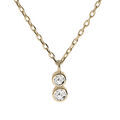 Collier en plaqu&eacute; or cha&icirc;ne avec pendentif 2 oxydes blancs sertis clos 40+3cm Artemare