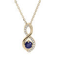 Collier en plaqu&eacute; or cha&icirc;ne avec pendentif infini oxydes bleu et blancs sertis 40+5cm Artemare