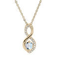 Collier en plaqu&eacute; or cha&icirc;ne avec pendentif infini Topaze bleu v&eacute;ritable et oxydes blancs sertis 40+5cm